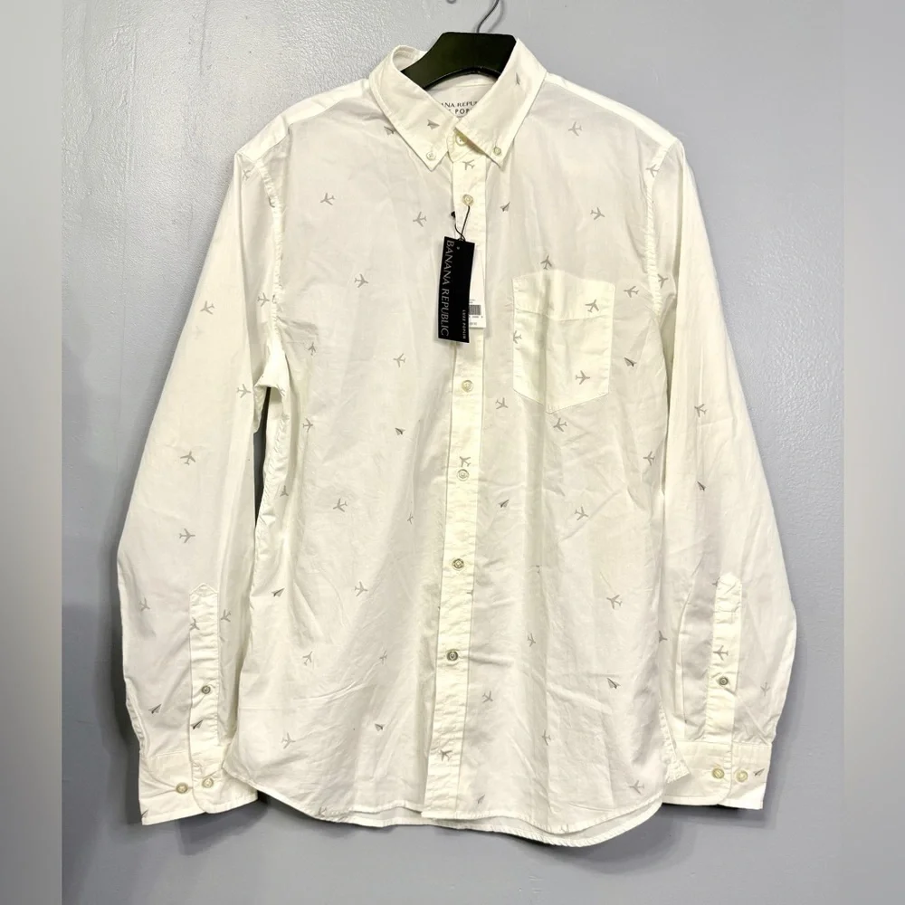 Cotton Banana Republic Men's Off- White Button Down Shirt